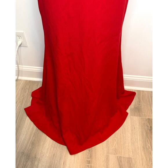 Mac Duggal Sleeveless V Neck Bow Detail Mermaid Gown In Red 49454 Size 4 New - Picture 5 of 15